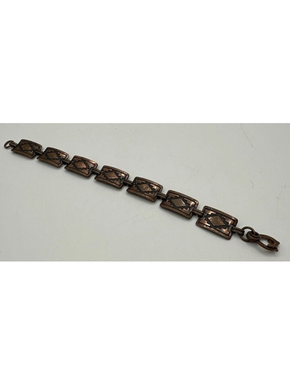 VTG 1950'S SOUTHWESTERN DESIGN PANEL LINK COPPER BRACELET